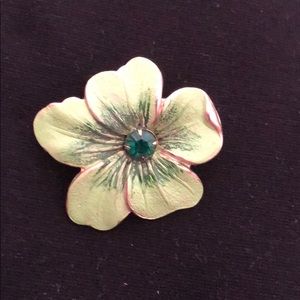 Vintage Green Pansy Flower Pin